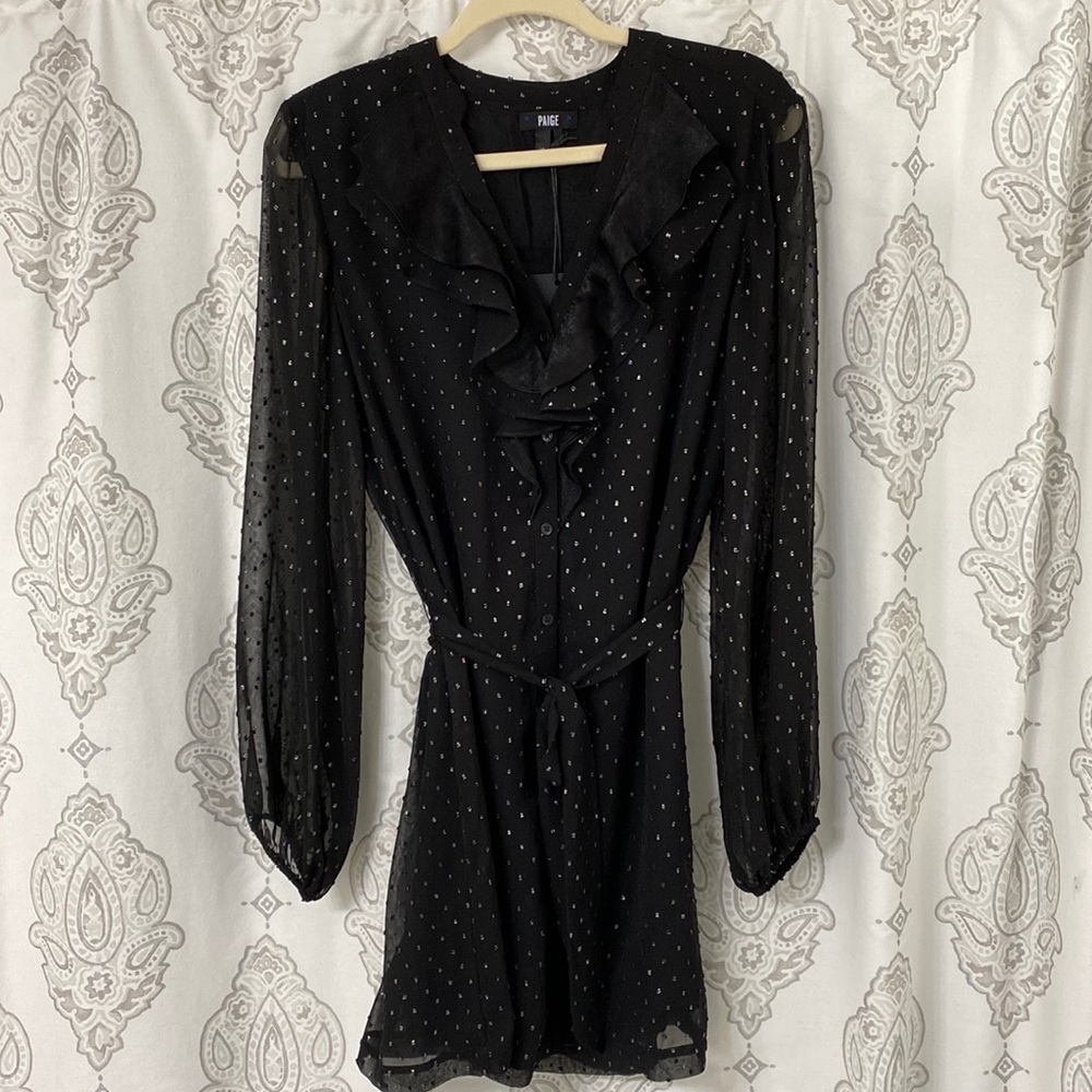PAIGE ruffle dress black NWT